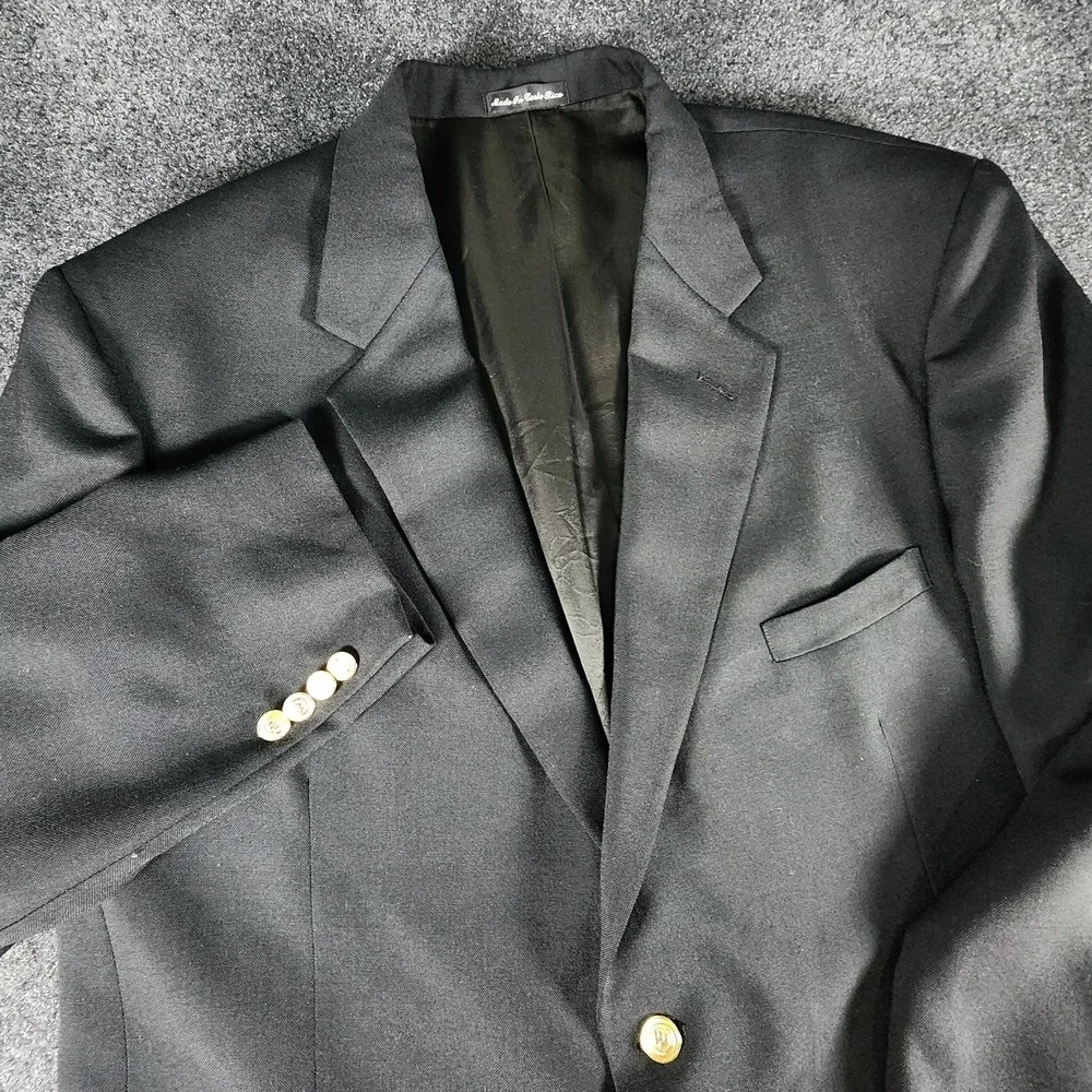 Wimbledon‎ Of England Men's 50R Black Gold Button Blazer Sport Coat Suit Jacket